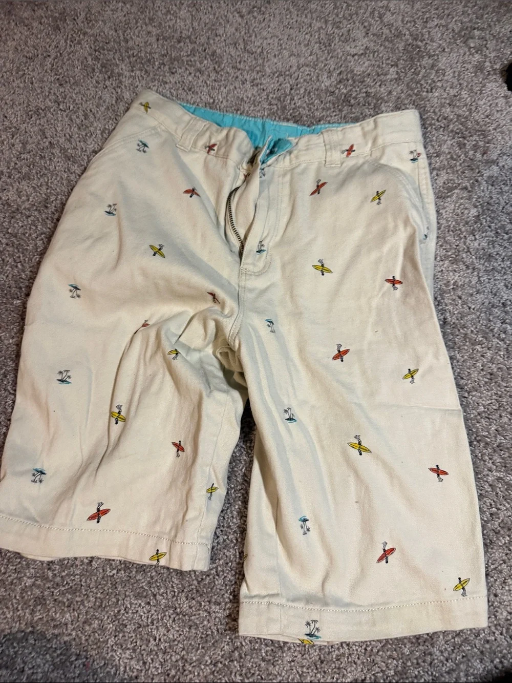 wonder nation Boys' Shorts - Navy, Light Gray, Cream & Beige Embroidered